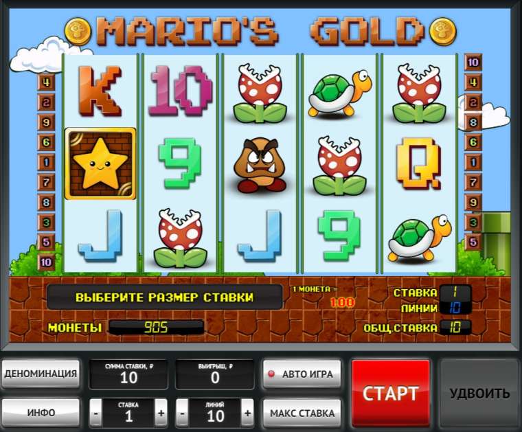Видео покер Mario’s Gold демо-игра