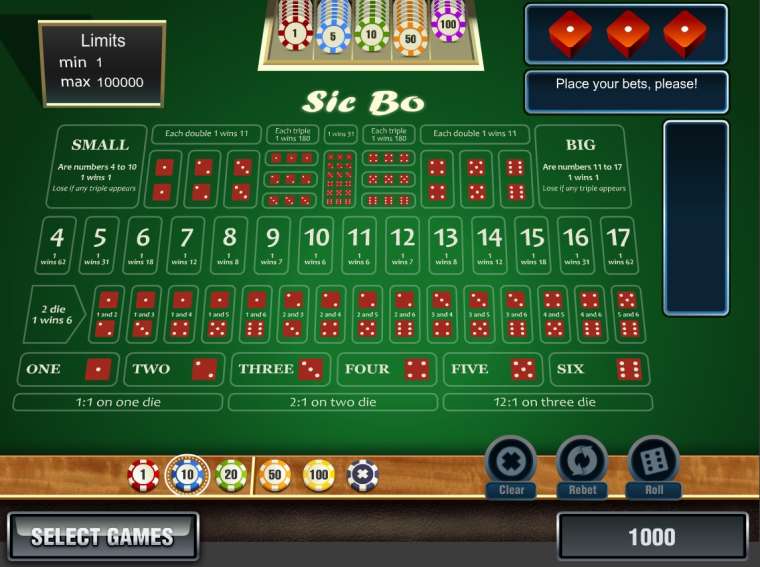 Видео покер Sic Bo (GloboTech) демо-игра