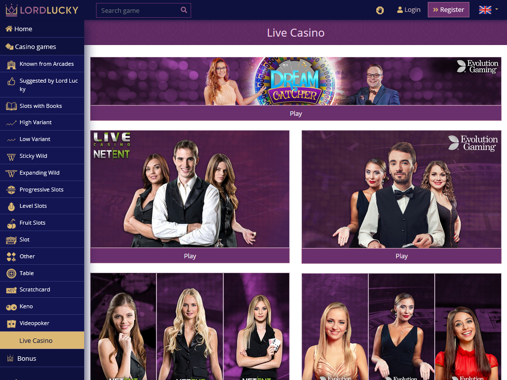 Лайв-казино Лорд Лакі в Lord Lucky casino