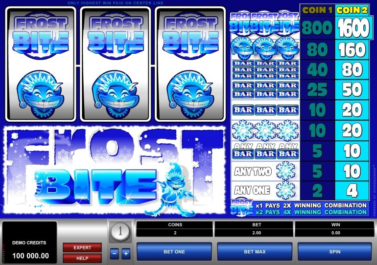 Скриншот линий игрового автомата Frost Bite от MicroGaming