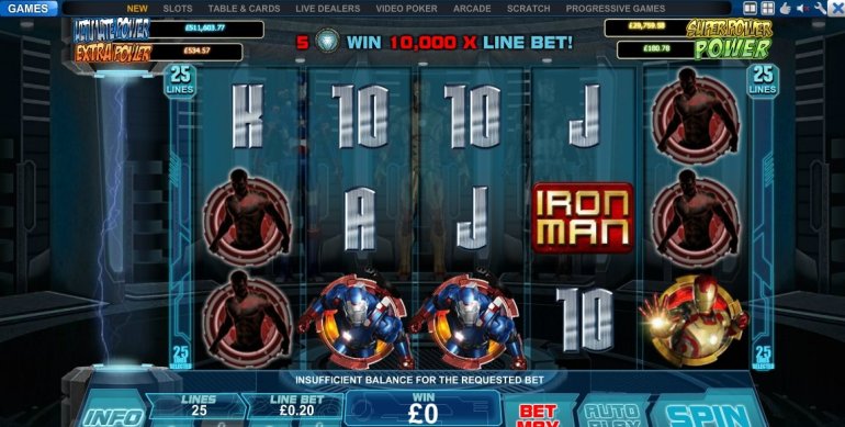 Скриншот линий игрового автомата Iron Man 3