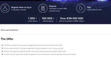 100% Match Bonus up to €150 in Euro Casino: условия бонуса