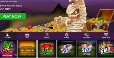 100% bonus on first deposit up to $500 at Mummys Gold: 