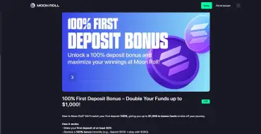 100% up to $1000 on your first deposit at Moon Roll: Онлайн казино Мун Ролл