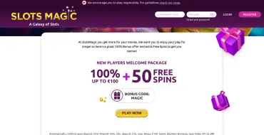 100% up to €100 and 50 free spins on your first deposit at Slots Magic: Онлайн казино Слотс Мэджик