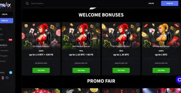 100% up to 1.5 BTC + 100 FS on your first deposit at Mirax Casino: Онлайн казино Mirax
