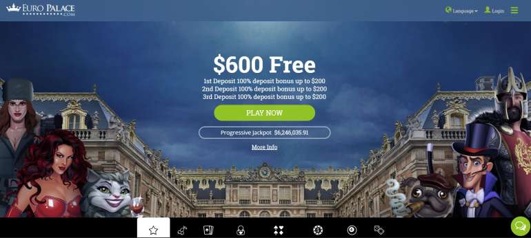 в Приветственный пакет до $600 в EuroPalace в