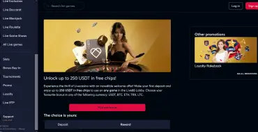 Up to 250 USDT on your first deposit at Livecasino: Livecasino