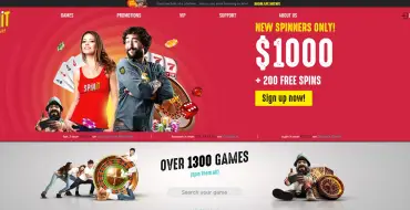 Welcome package up to 1000 USD + 200 free spins at Spinit: 