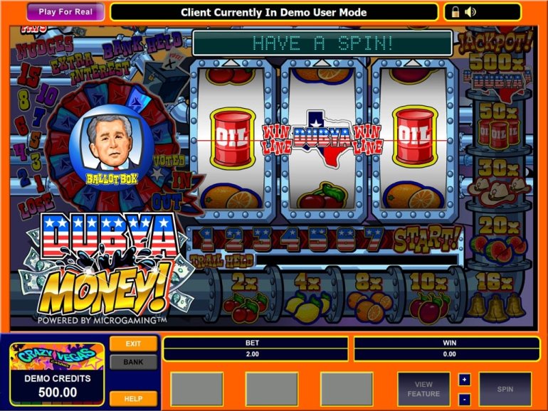 Скриншот игрового автомата Dubya Money от Microgaming