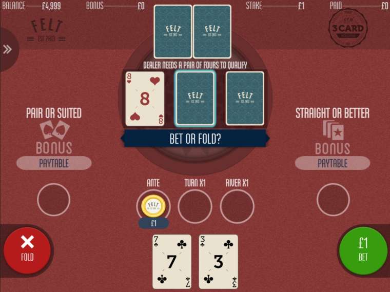 Видео покер 3 Card Hold’Em демо-игра