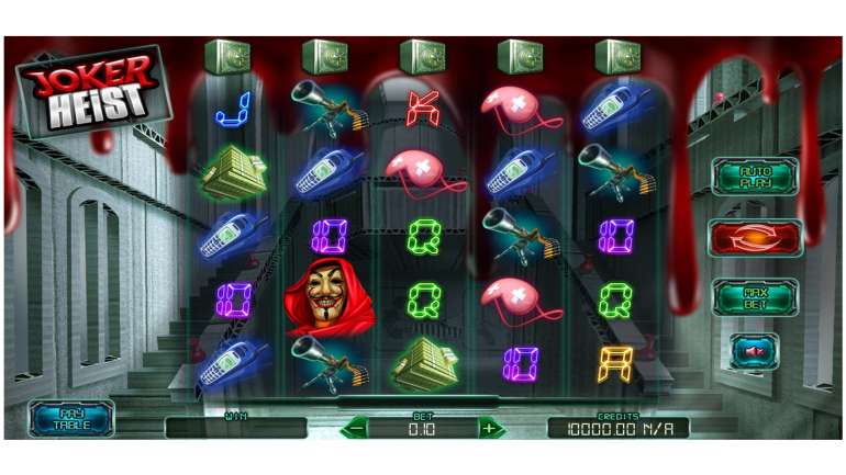 Слот посвящен преступлениям в Ограбление Джокера Тема в Joker Heist