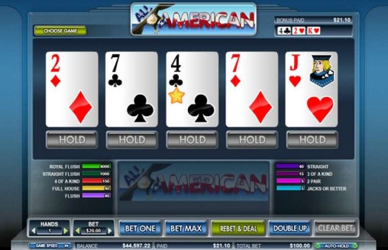 Видео покер All American демо-игра