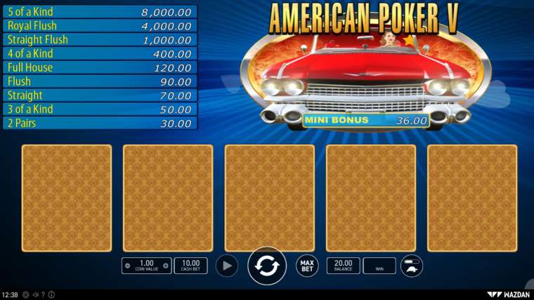 Видео покер American Poker V демо-игра