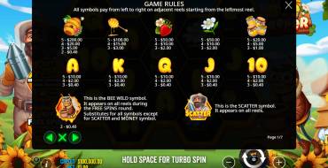 Bee Keeper: Таблица выплат