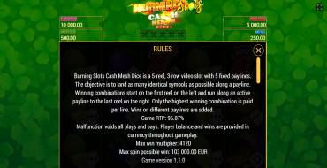 Burning Slots Cash Mesh Ultra Dice: Правила