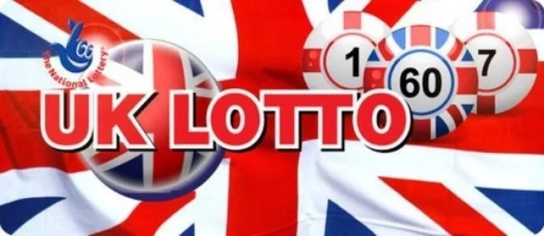 Надпись UK Lotto на фоне британского флага