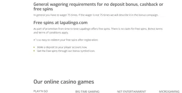 20 Free Spins on First Deposit at Lapalingo Casino: free spins at lapalingo