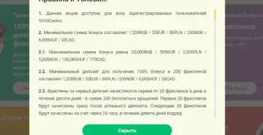 🌐: правила и условия бонуса yoyo