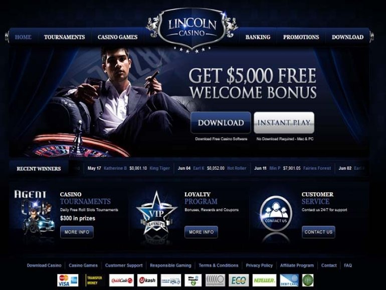 Скриншот сайта Lincoln Casino