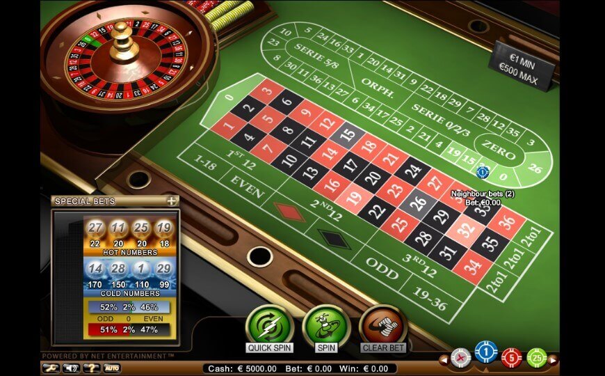 Французская рулетка Профессиональная серия, ставки