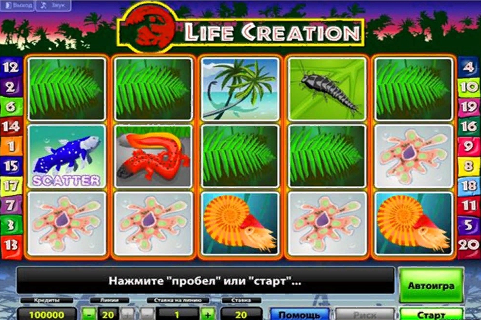 процесс игры на видеослоте Сотворение жизни