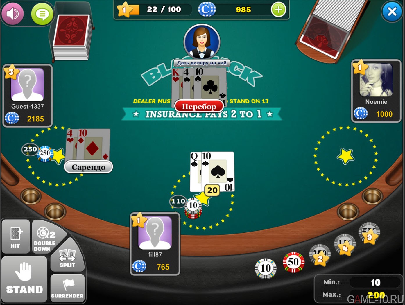 Блэкджек Atlantic City Blackjack от Cryptologic