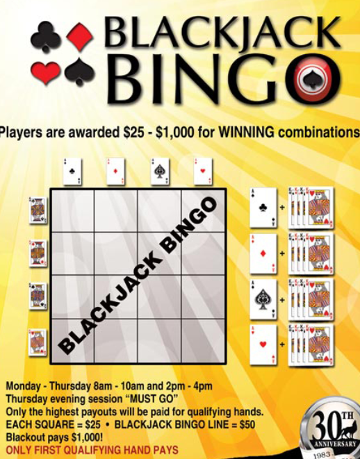 разновидность игры блэкджек - Blackjack Bingo